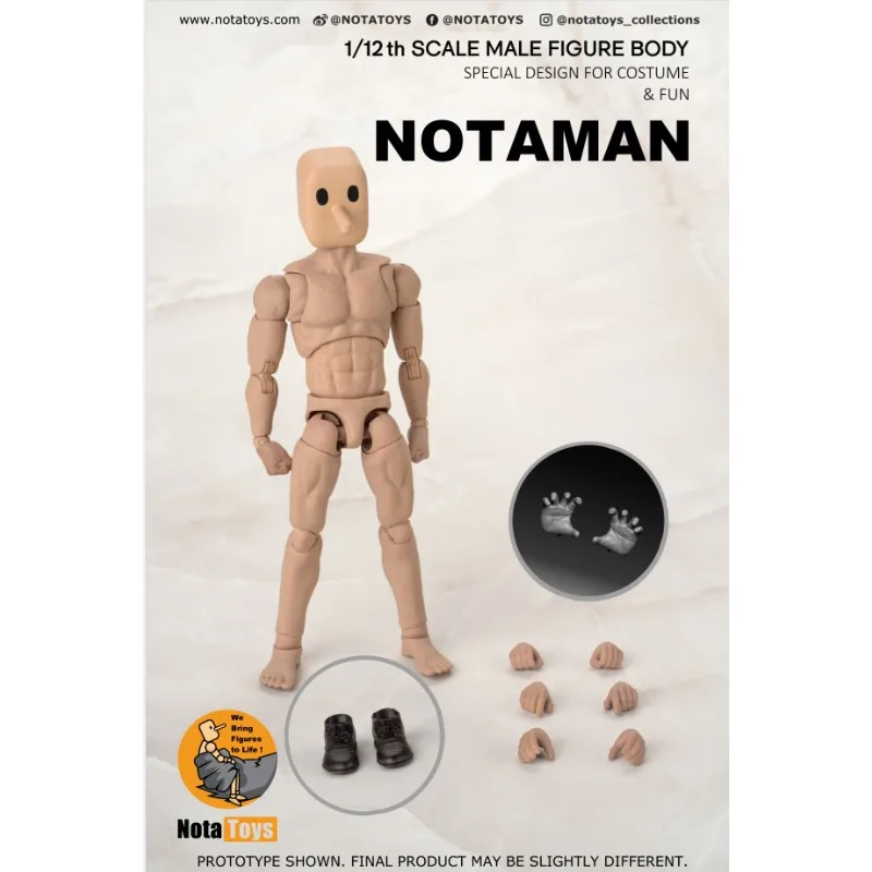 

In-stock non-playable toy nottaa 6-inch 1/12 action figure, notaman Square Head figure