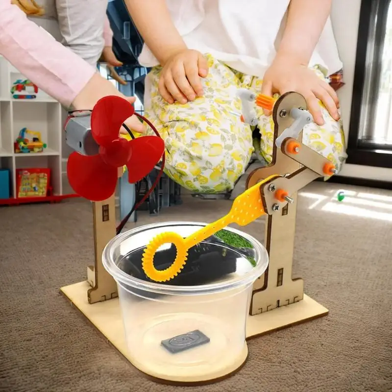 مجموعة تعلم آلة الفقاعات الخشبية المكرنك يدويًا للأنشطة العلمية للأطفال. #3