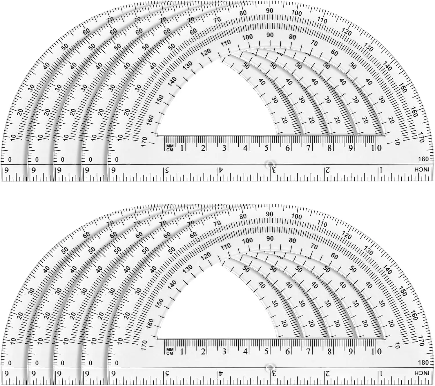 

Набор из 10 прозрачных транспортиров 6 дюймов, 180-градусные инструменты для математики и геометрии для школы и офиса