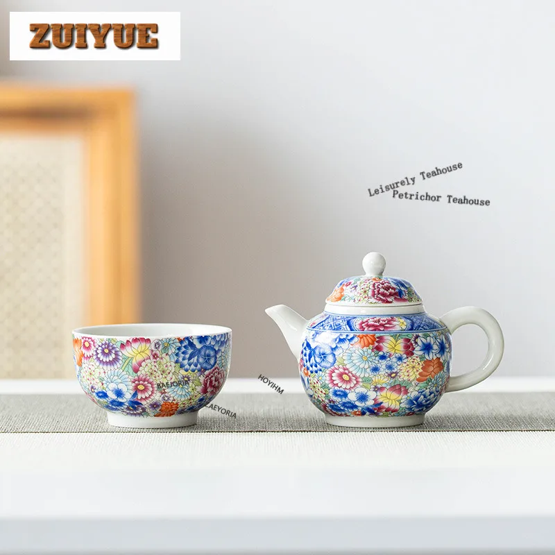 

Underglaze Colour Floral Tea Set Complete Set Antique Tea Ceremony Set Teapot And Tea Cup Set Cafes Accessories Ornaments Craft