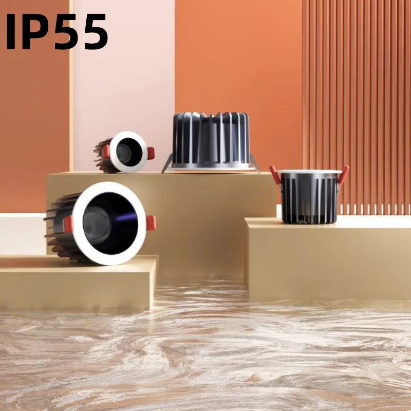 New Ip55 embedded waterproof anti-dazzle downlight led cob spotlight Sky lantern Bathroom kitchen and bathroom spotlight image 2