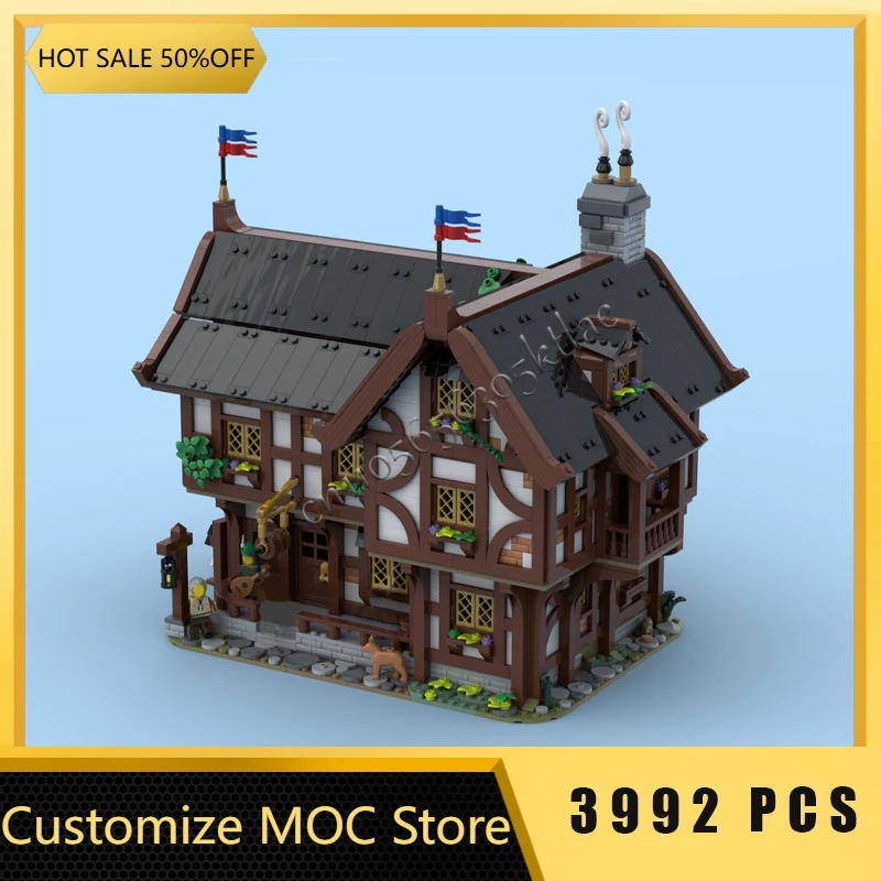 3992 قطعة MOC القرون الوسطى رائعة نزل وحدات نموذج اللبنات مجموعات التعليم الجمعية الطوب لعبة الأطفال مهرجان الهدايا #2