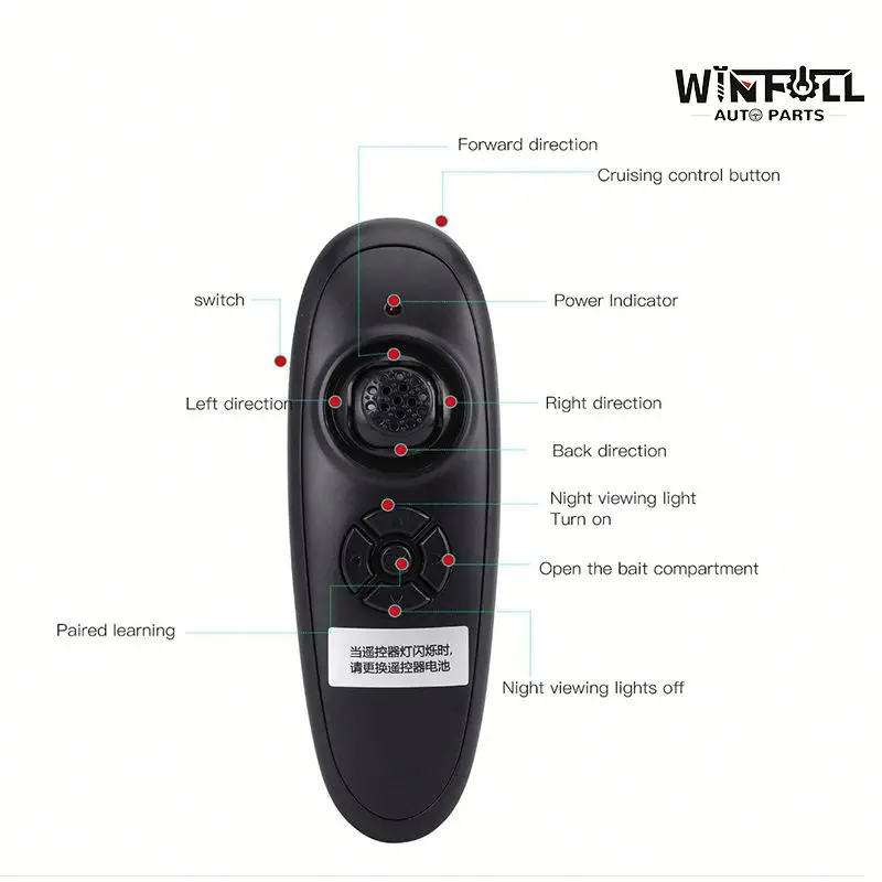 WIN FULL D16C Swivel Fishing Lure Bait Boat 2.4GHz Remote Control GPS 5.4KM/H High Speed 500M Range 1.5kg Load Capacity 5000mAh