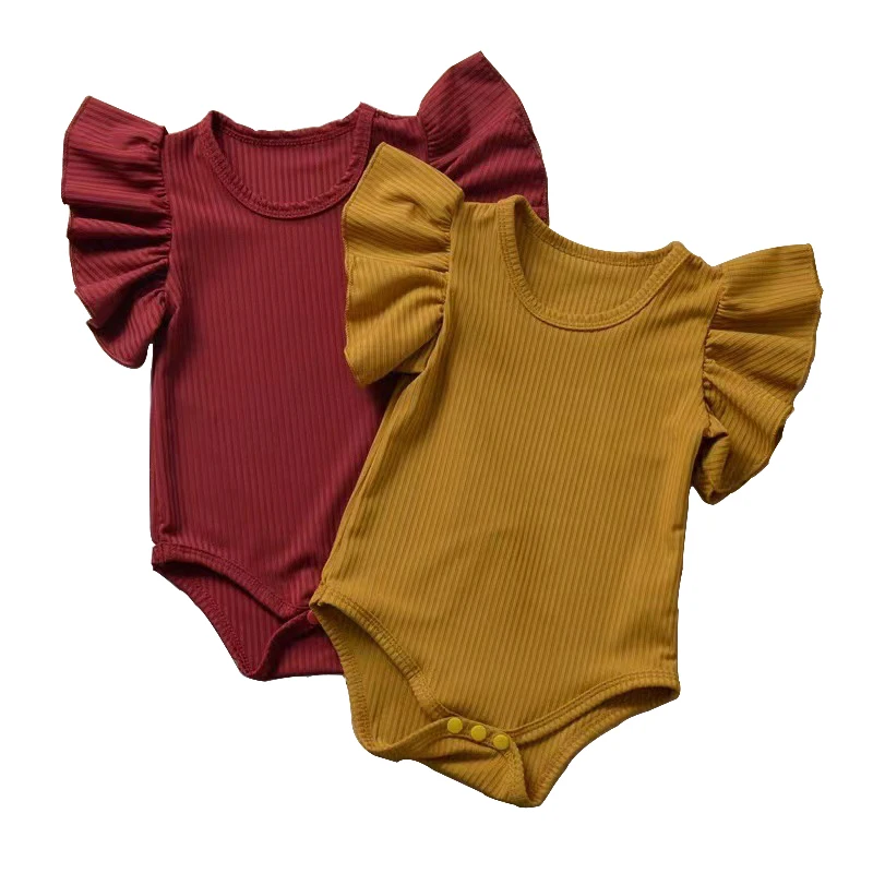 2025 Summer Baby Girls Bodysuits Short Sleeves Kids Clothes Newborn Baby Solid Color Thin Bodysuits Clothing One-Pieces Bebes