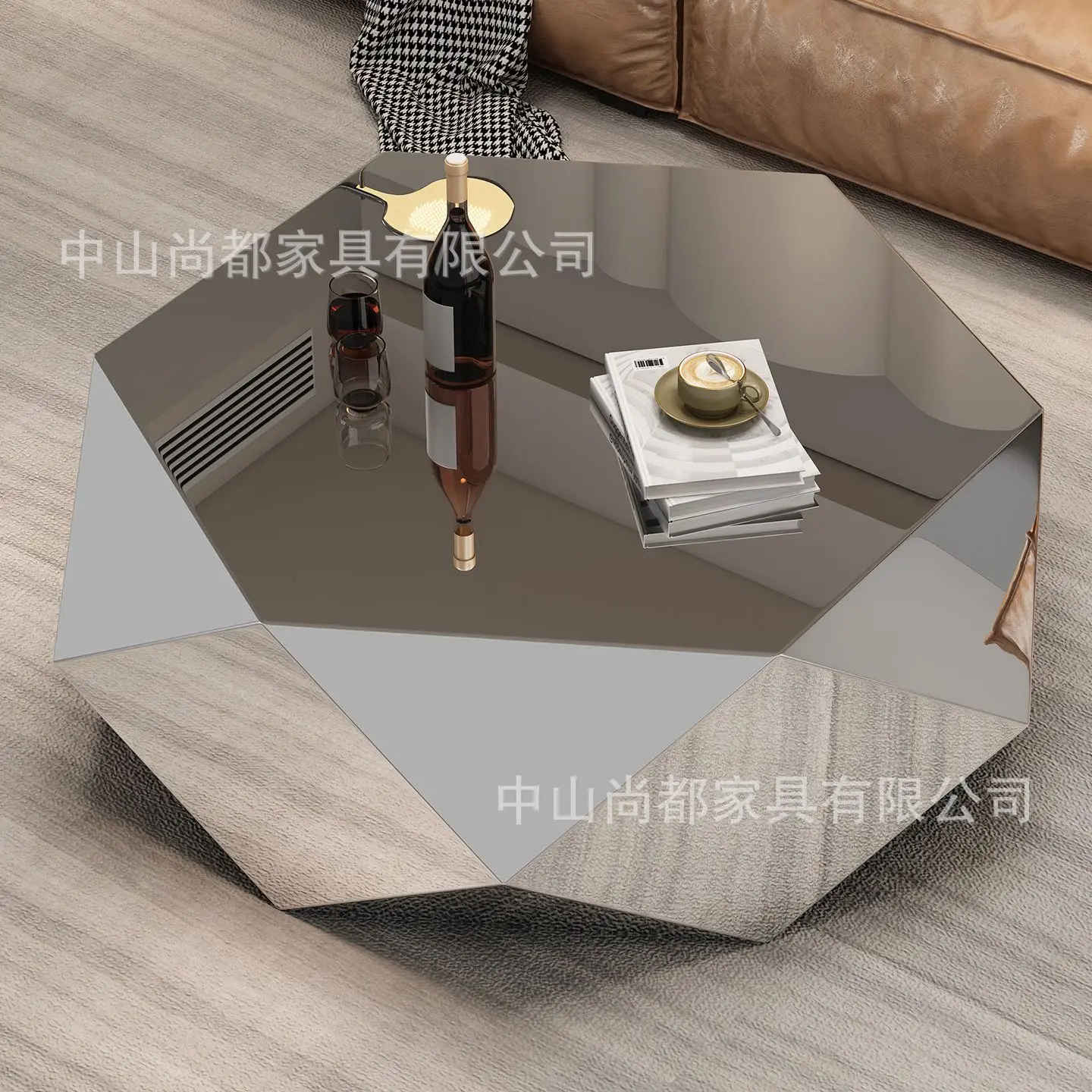 الراقية غرفة المعيشة المنزل مصمم ضوء الفاخرة الحديثة الحد الأدنى على شكل خاص الفولاذ المقاوم للصدأ الماس طاولة القهوة الخفيفة Luxu #4