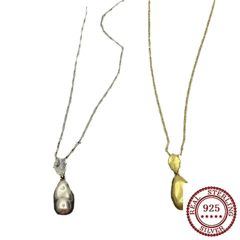 

2025 модный классический комплект с бриллиантами в стиле барокко, ожерелье для женщин, индивидуальная длинная цепочка для свитера с геометрическим рисунком неправильной формы