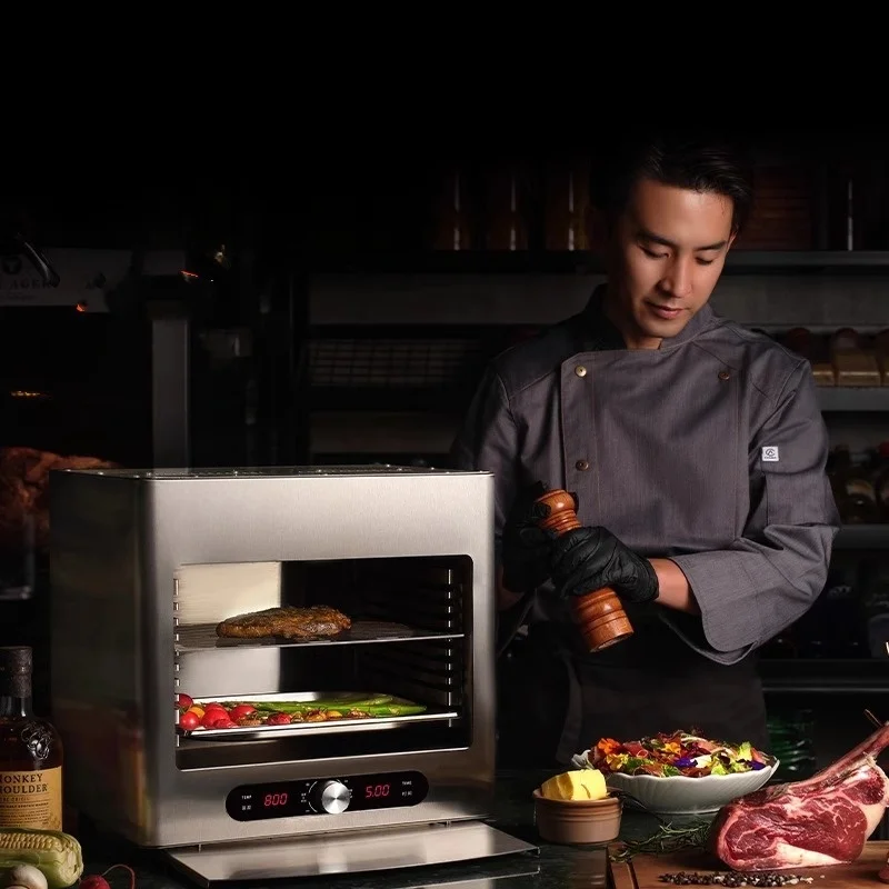 ارتفاع درجة الحرارة ستيك موقد فرن كهربائي تجاري آلة شرائح اللحم المشوي المعكرونة موقد آلة القلي شريحة لحم أوتوماتيكية بالكامل #6