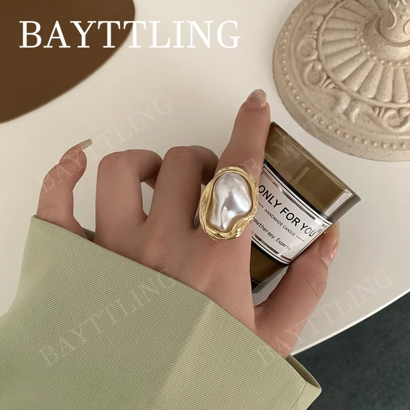 

Charm 925 Sterling Silver/Gold Elegant Pearl Open Ring For Women Fashion Birthday Party Gift Jewelry Christmas