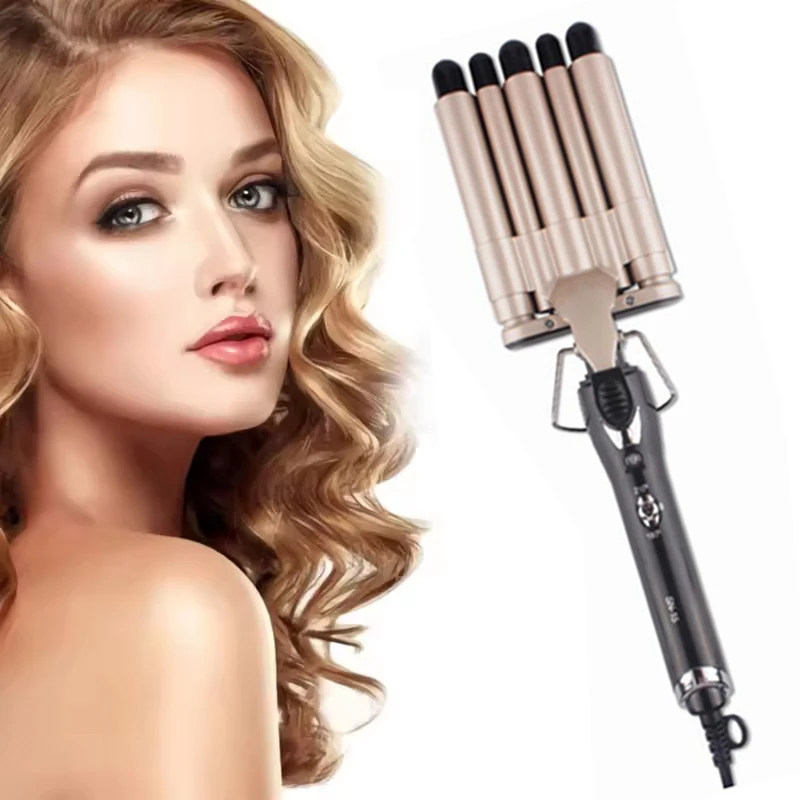 

Professional Ceramic Hair Curler with LCD Display Five Tubes Wavy Curling Iron PTC Electric Heater Household Use
