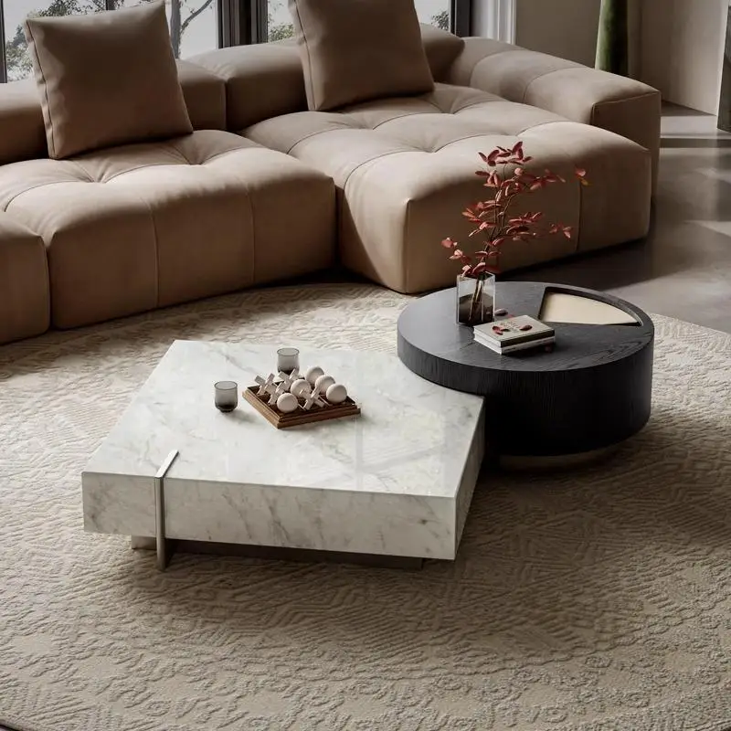 

Italian minimalist marble coffee table light luxury high-end new living room home small apartment designer coffee table
