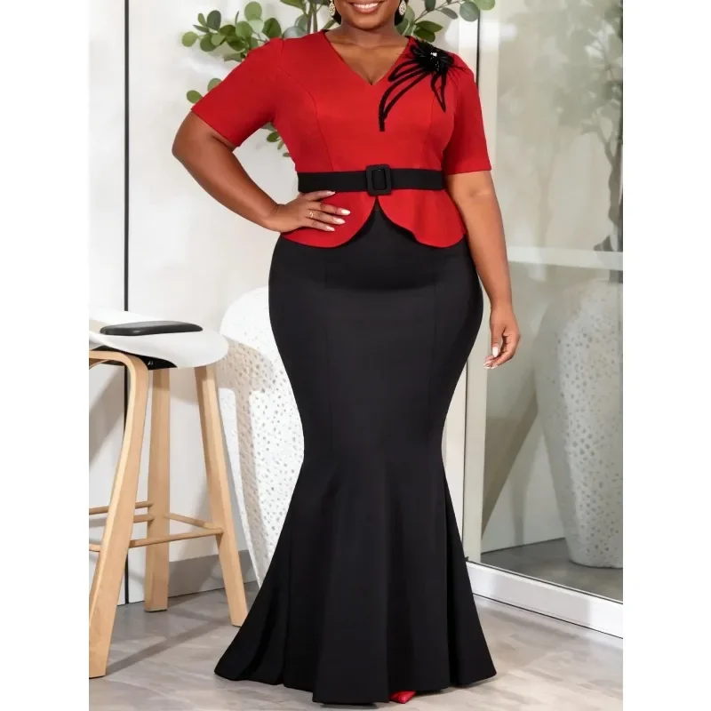 2 Piece Dashiki African Clothes for Women Summer Elegant Africa Short Sleeve V-neck Top Long Skirt Matching Sets Africa Clothing