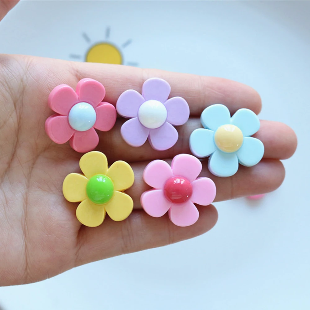 10PCS Shiny Colorful Five Petal Flower Resin Flatback Cabochons For Hairpin Scrapbooking DIY Jewelry Craft Decoration Accessorie