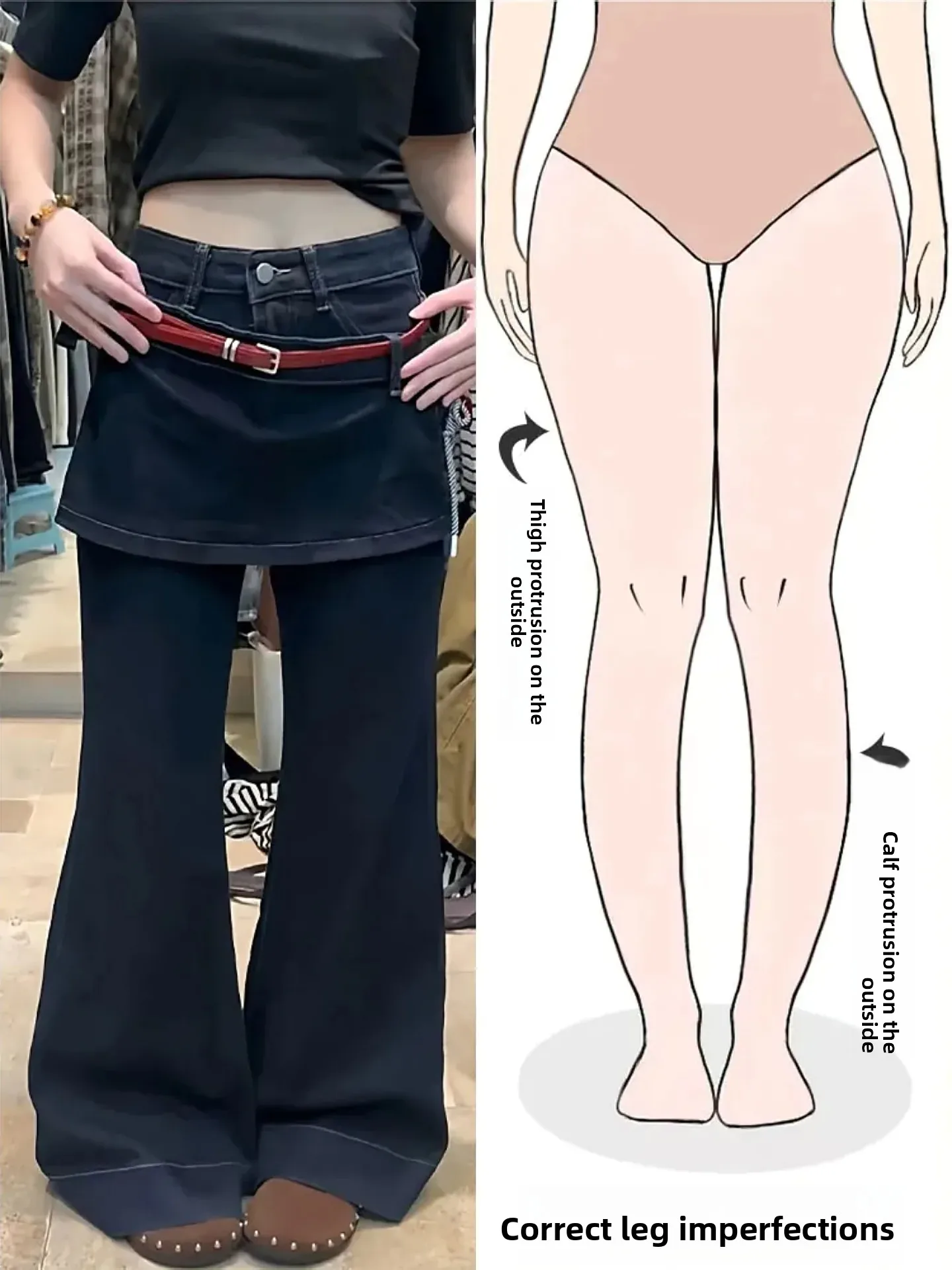 

Retro American Pear Shaped Body Slimming Bell Bottom Jeans Women's Loose Fit Casual High Waist Zipper Straight Leg Jeans