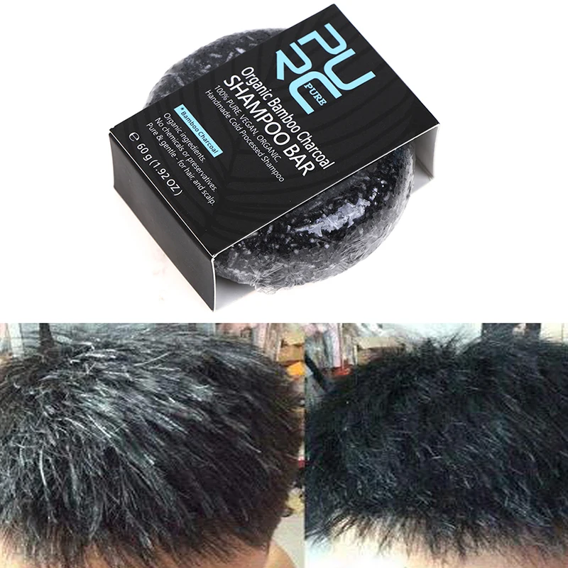 Champú de desintoxicación limpio de carbón de bambú, barra de jabón, reparación de cabello gris y blanco, tratamiento de tinte de Color, tratamiento nutritivo del cuero cabelludo, 60g