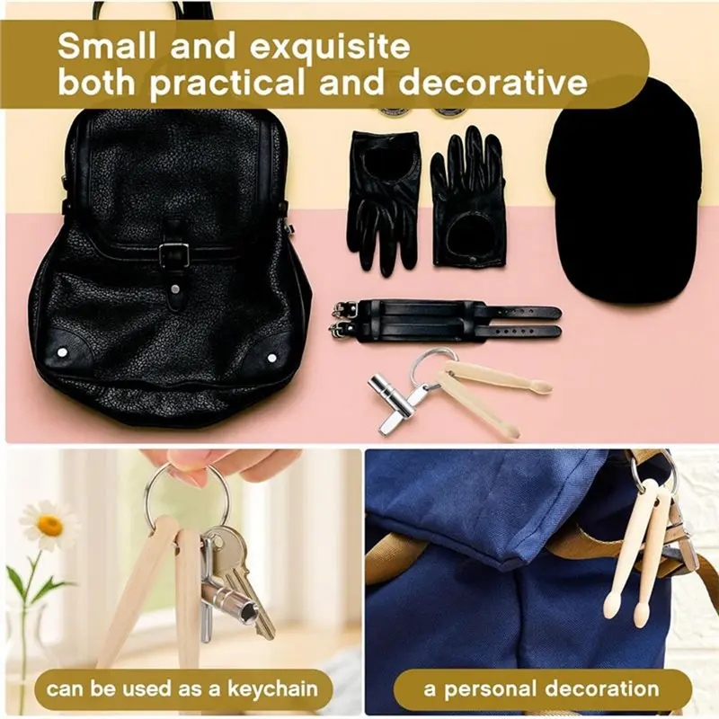 Picture 6: A06F-Mini Drumsticks Drum Keys Keychains Drummer Gift & Practical Tuning Tool Mini Drumsticks
