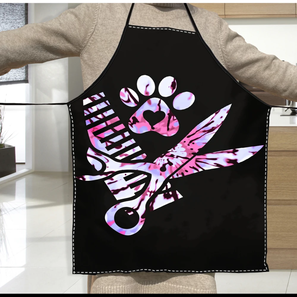 Pink Purple Paw Print Scissors Apron, Stain-Resistant, Versatile for Multiple Scenarios Apron