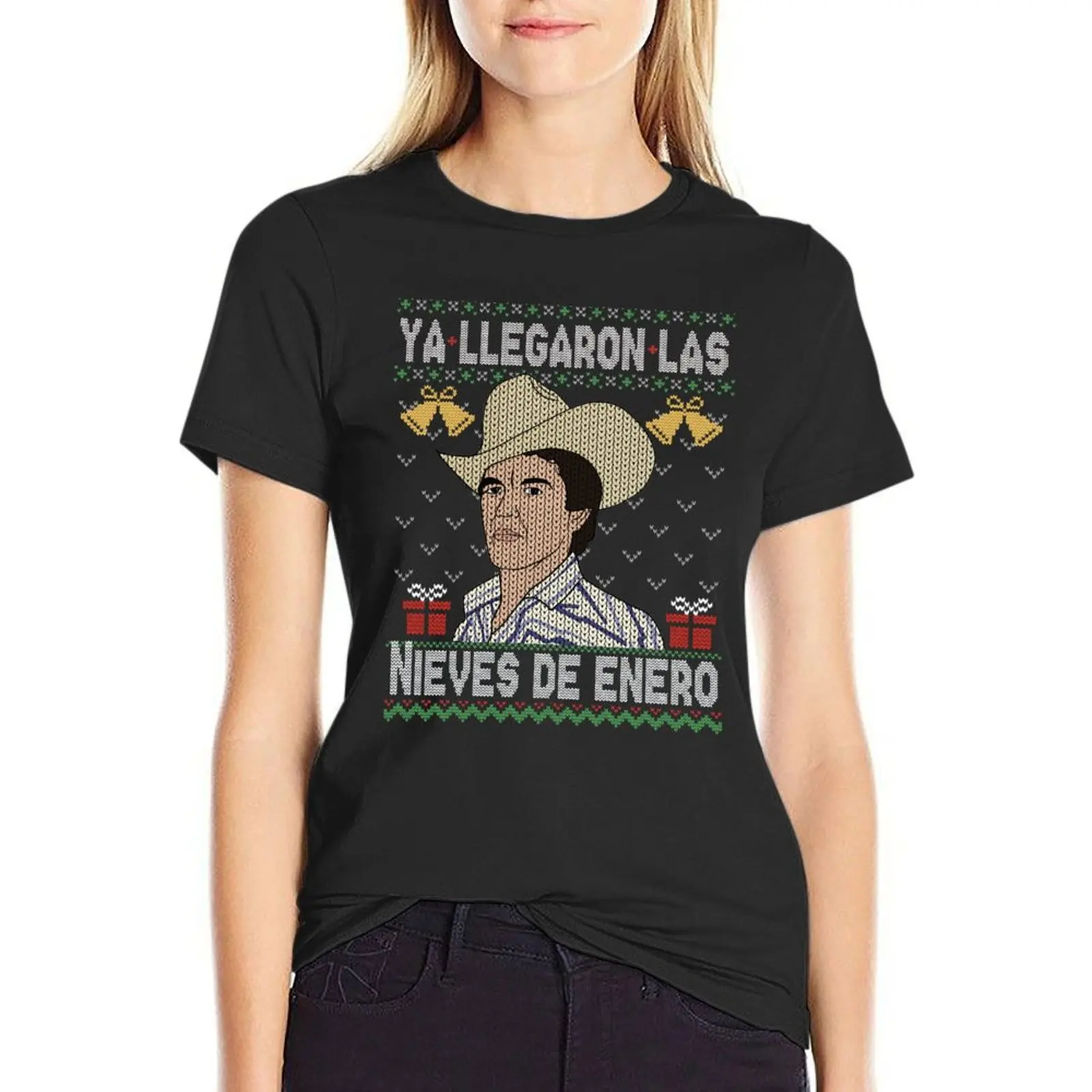 

Las nieves de Enero El Rey del Corrido Mexican Christmas T-Shirt customs female cotton t shirts Women