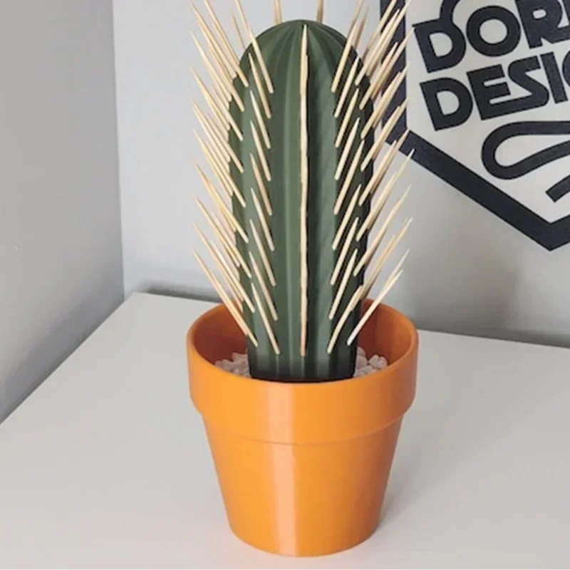 1PC 3D Printed Cactus Toothpick Dispenser House Plant, Cactus Toothpick Holder,for People Who Can't Keep Plants Alive Decor view 4