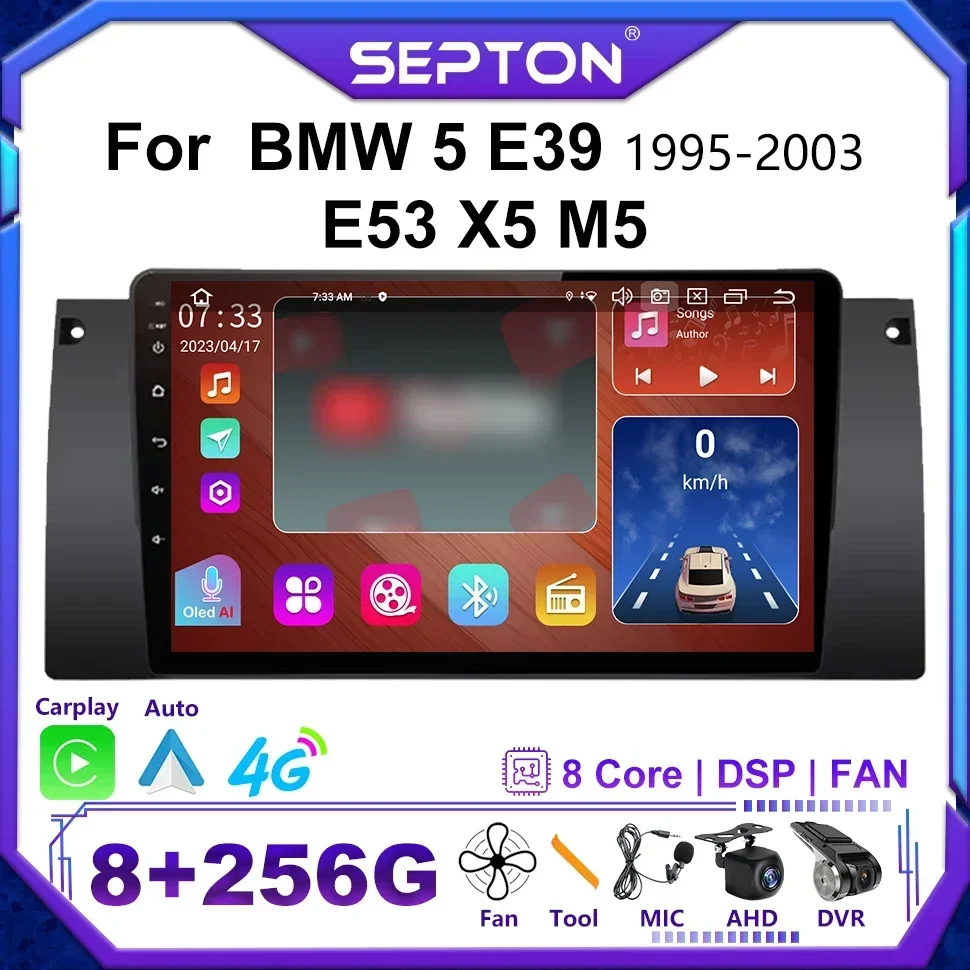 

SEPTON Android 12 9 Inch Car Radio for BMW 5 E39 1995-2003 E53 X5 M5 Multimedia Video Player Navi GPS CarPlay Autoradio 2Din