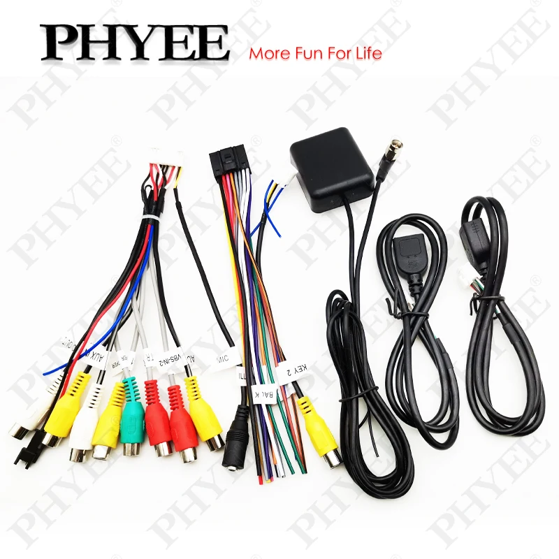 Kabelbaum-Set, USB-Adapter, GPS-Antenne, Video-Audio-Aux-RCA, Mikrofon-Lüfter-Anschluss, WLAN-Kabel, für 16-poliges Auto-Android-System