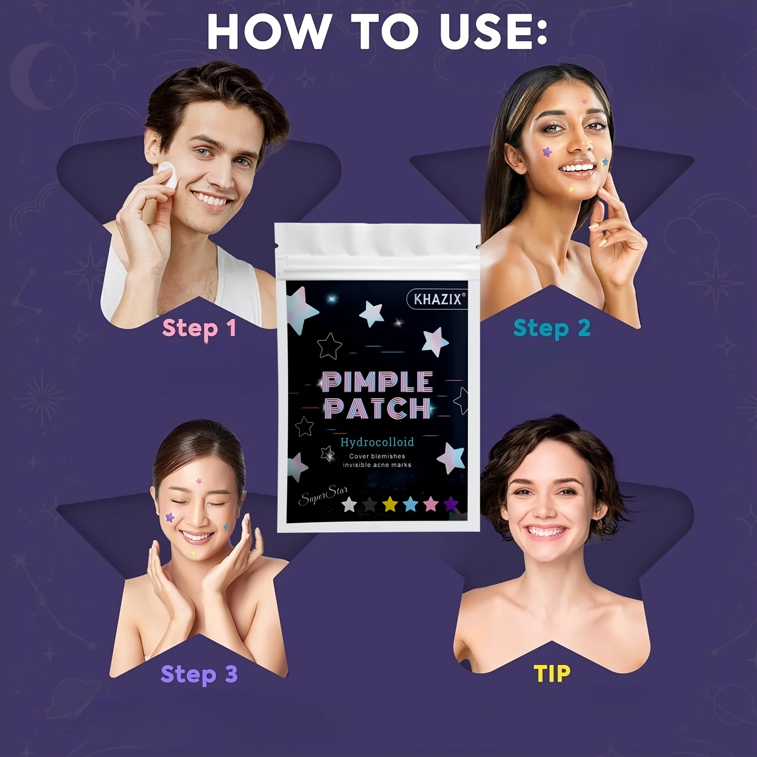 Star Pimple Patches for Face Hydrocolloid,280 Patches, Hydrocolloid Acne Patch, Cute Star Pimple Patch
