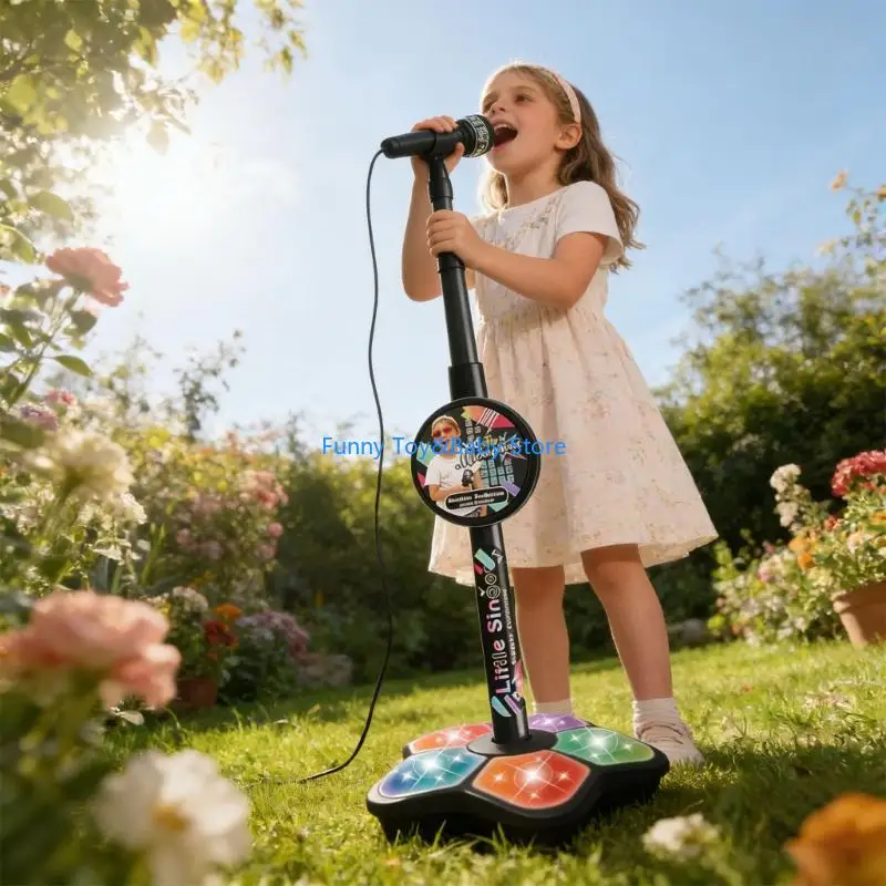어린이 노래방 기계 마이크 장난감 어린이를위한 LED 조명 노래와 춤 재미있는 교육 음악 악기 장난감 C90B