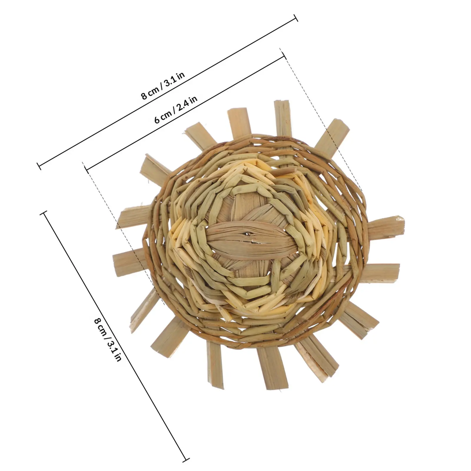 5 Chapéus de Palha Mini Rústicos Artesanais Amarelo Claro Natural Diâmetro Externo 8-9cm para Decoração DIY de Festas, Animais de Estimação e Praia de Verão