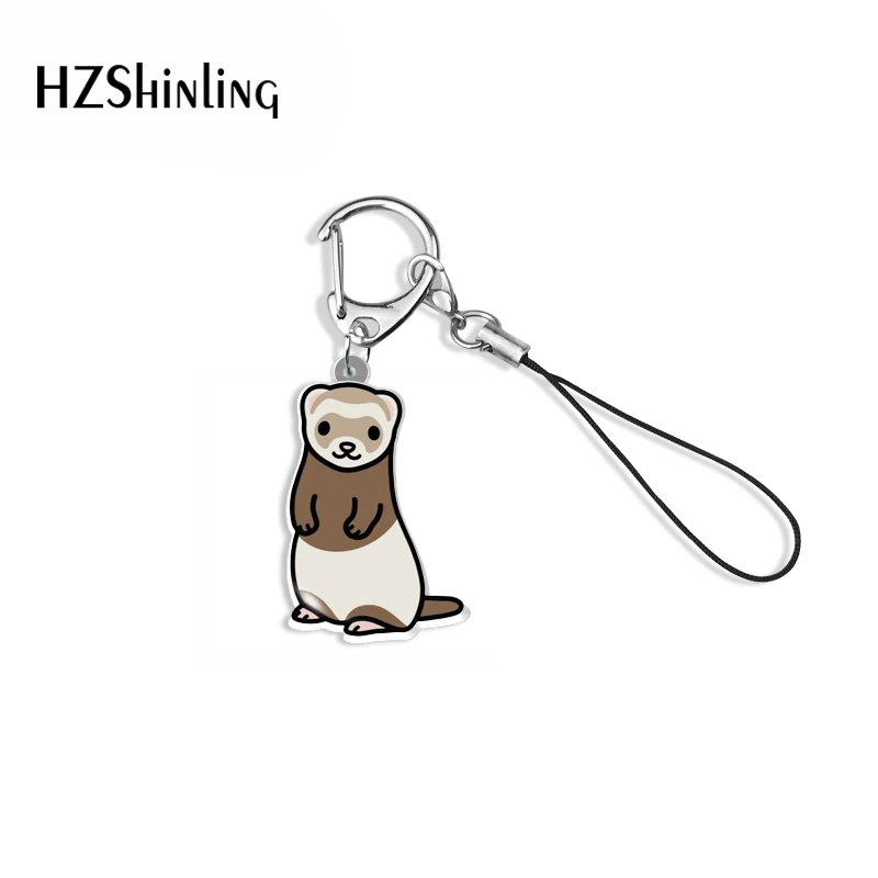 Cartoon Anime Ferret Resin Epoxy Acrylic Keychain Mobile Phone Straps Keys Holder Jewelry Accessories