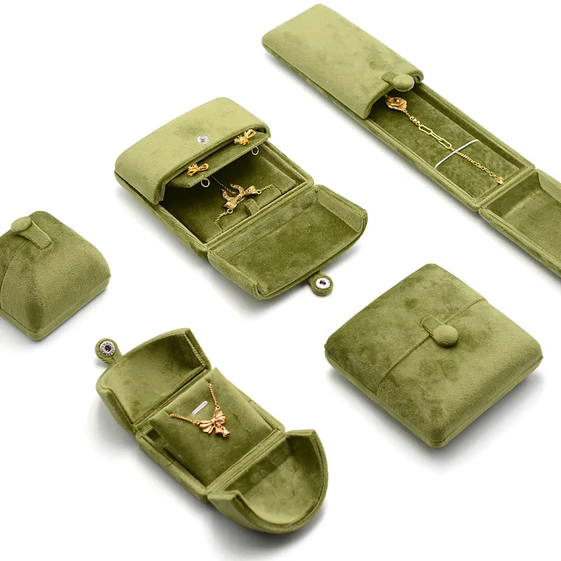 

Sage Green Velvet Jewelry Box Double Opening Organizer Display Case for Ring Earrings Necklace