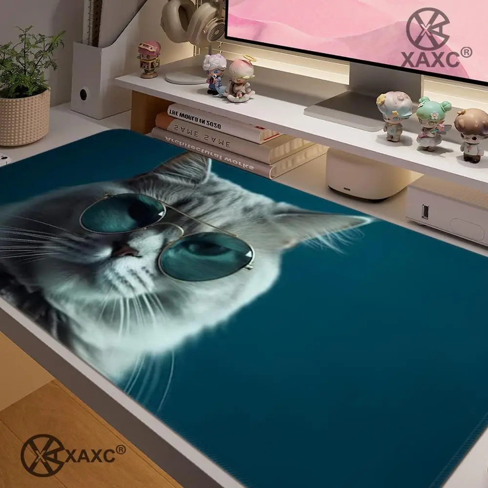 

Cat wearing glasses Mouse Pad large keyboard mouse desk pad non-slip rubber gaming mouse pad laptop mouse carpet