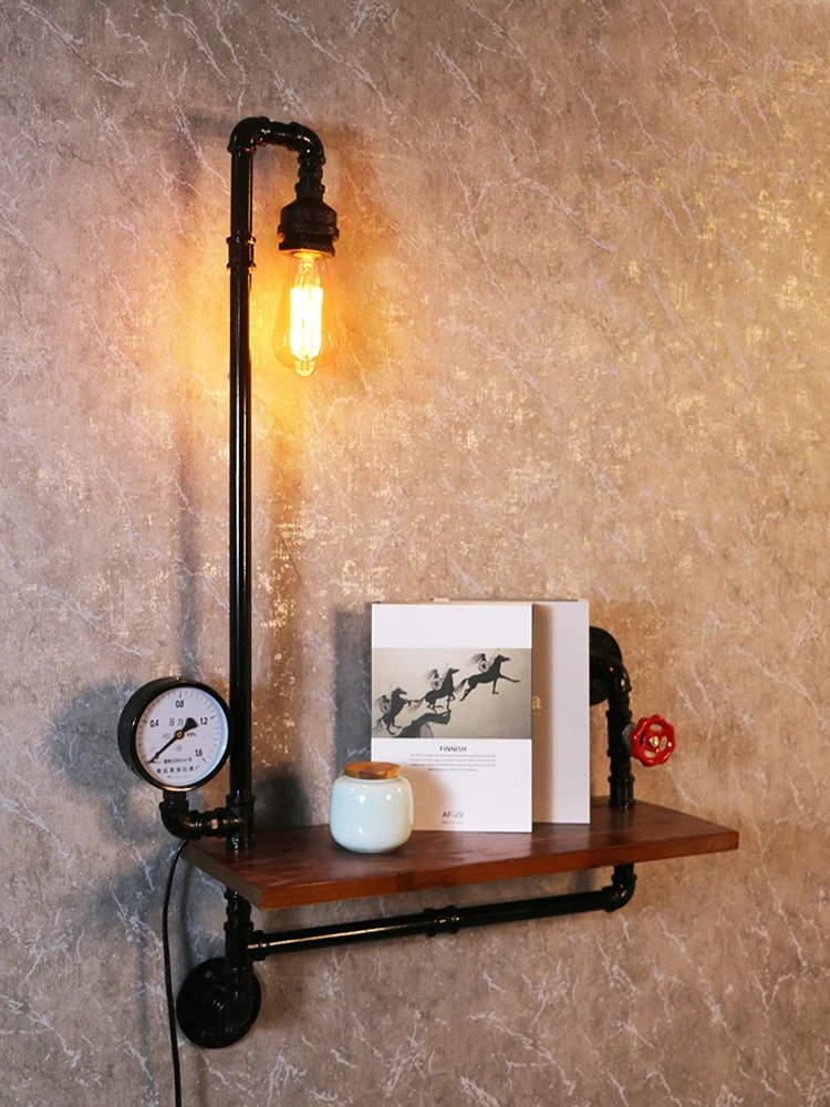 Wall water pipe creative modeling retro background wall cafe bar solid wood baffle industrial wind