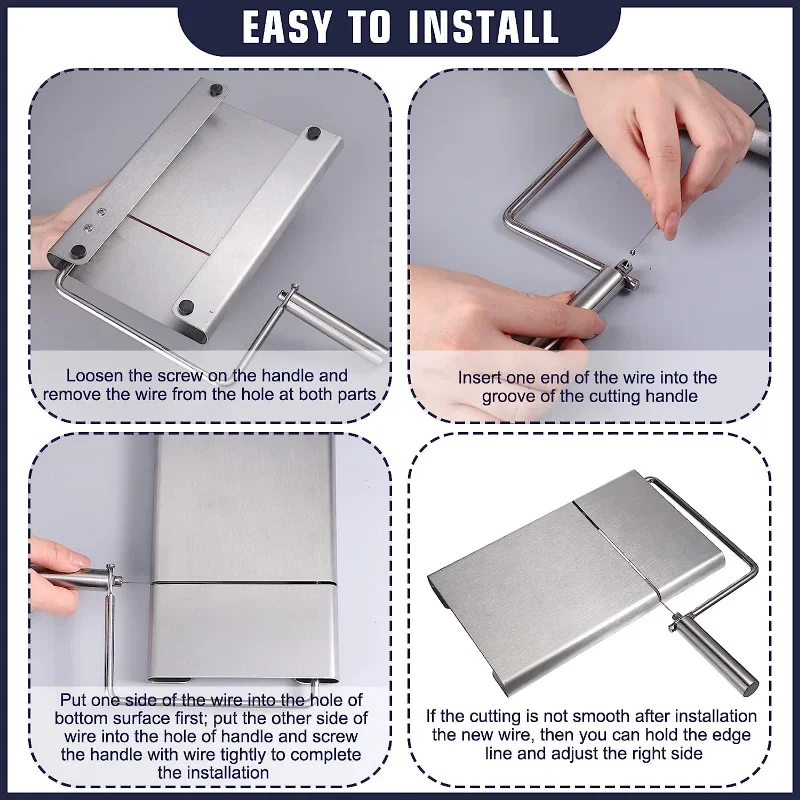 Stainless Steel Cheese Slicer Cheese Cutter and Cutting Board Replacement Wires for Block Cheese Butter Fruit Knife Fork Tools - Image 2