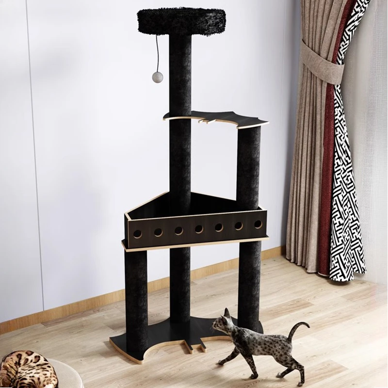 Minimalism Italian Cat Climbing Frame Modern Simple Design Black Tower for Cats Scratching Pet Products Tapis Griffoir Chat FYCT