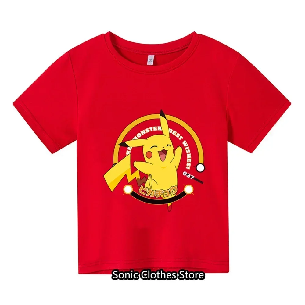 New Summer 3-14 Year Old Children's Pokemon Fashion Clothing Boys Short Sleeved Pikachu T-shirts Girls Fashion T-shirts