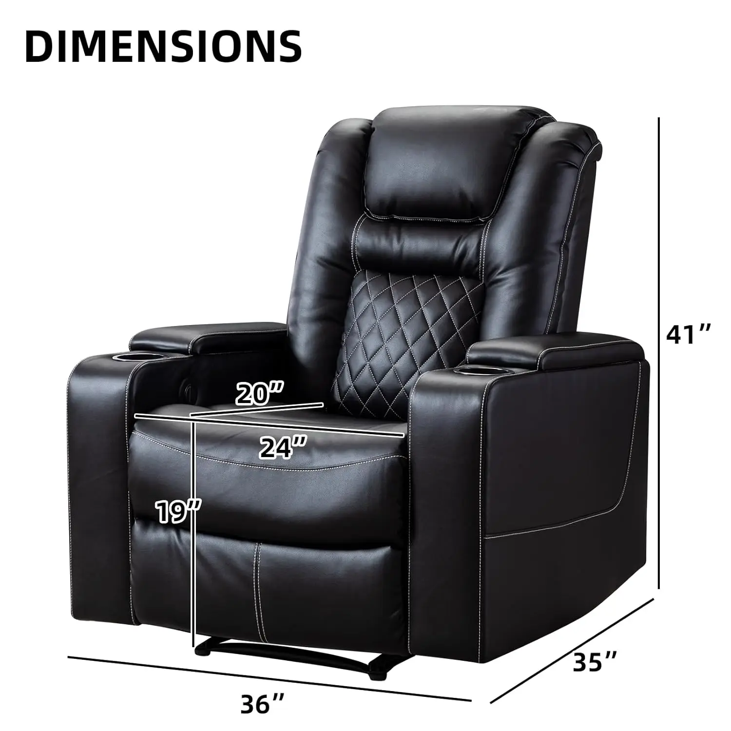 Electric Power Recliner Chair USB & Cup Holders Breathable Leather Home Theater Seating Hidden Arm Storage, Customized