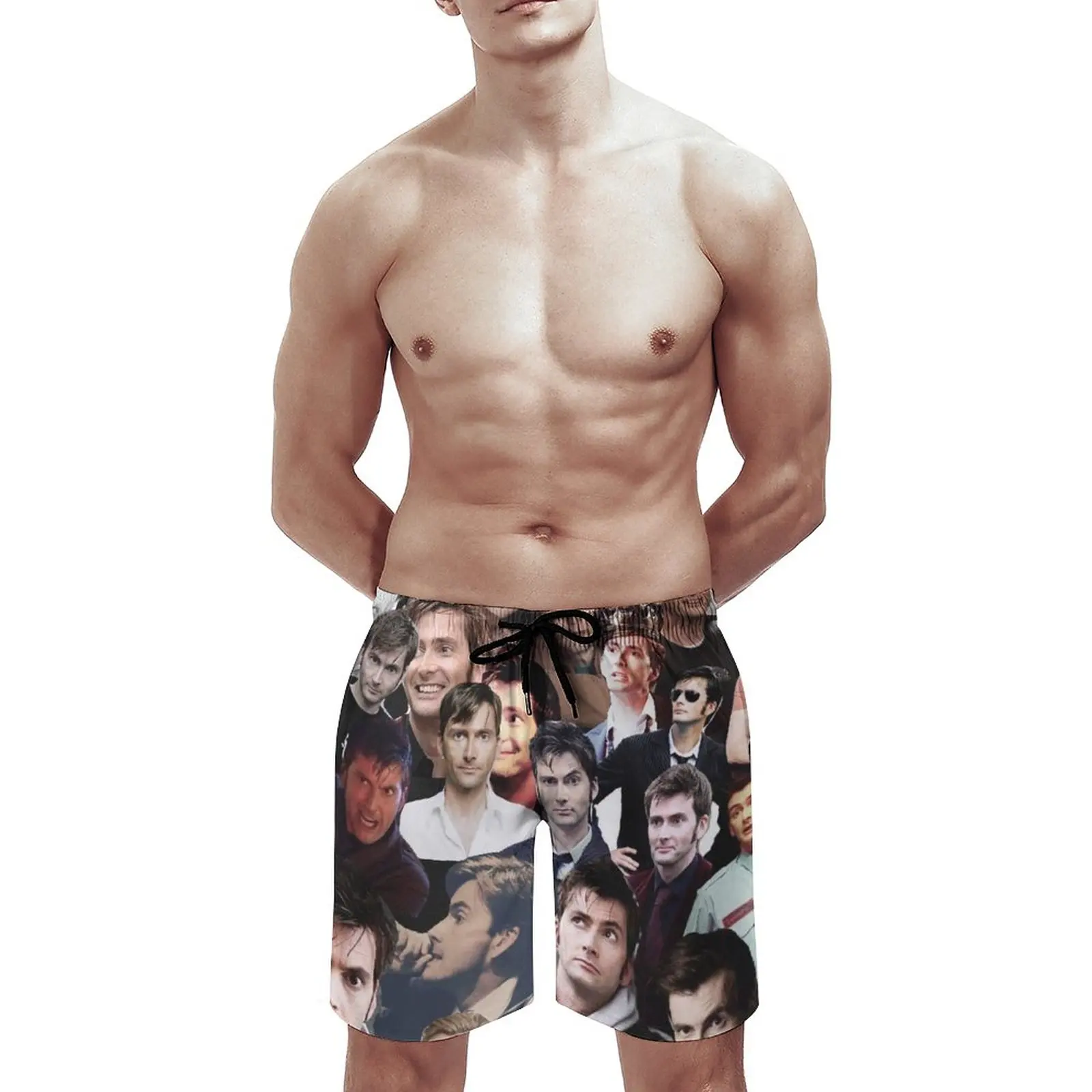 David Tennant Collage Men\'S Sports Short Beach Shorts Surfing Swimming Boxer Trunks Bathing David Tennant Collage Who Actor Bbc