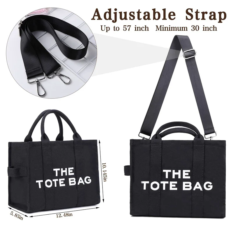 New Large Capacity Canvas Shoulder Bag Shopping Bag Tote Bags For Work Commuting Carrying Bag College Style Student Outfit Book