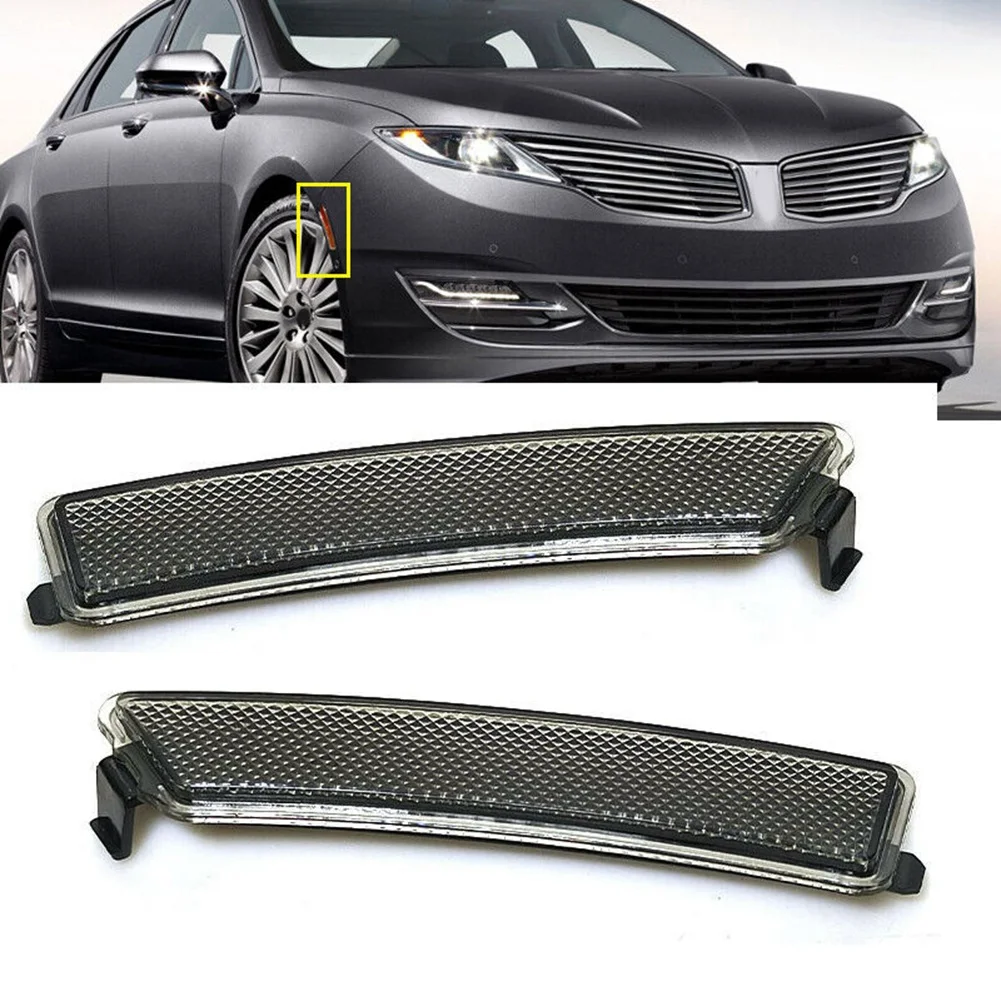 

AADD-2Pcs Car Smoked Black Front Bumper Reflector Side Marker Lights for Lincoln MKZ 2013-2016