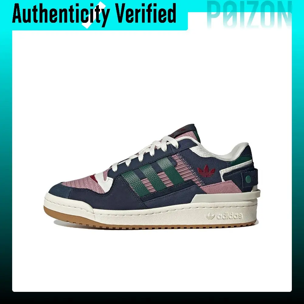 Adidas Originals FORUM Exhibit Low Leather Comfortable Low top Skateboard Shoes Unisex Cyan Purple ID2563
