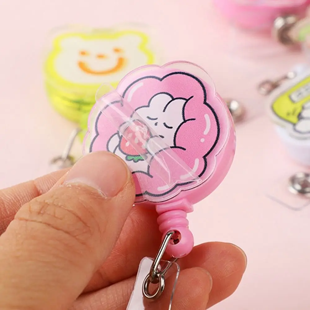 Easy To Pull Badge Holder Clips Name Card Exhibition Enfermera Retractable Badge Reel Acrylic Cartoon ID Card Holder