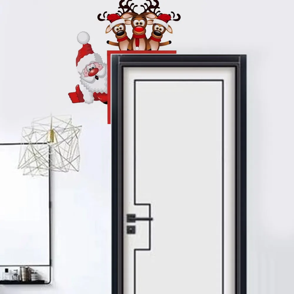 

1pc Adorable Santa and Reindeer Christmas Door Corner Sign – Cute Decor for Living Room, Bedroom, Office, and Outdoor