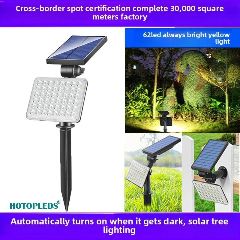 

Solar Lawn Light Outdoor Waterproof Garden Light Garden Landscape Light, Super Bright 62LED Floor Plug Flood Light