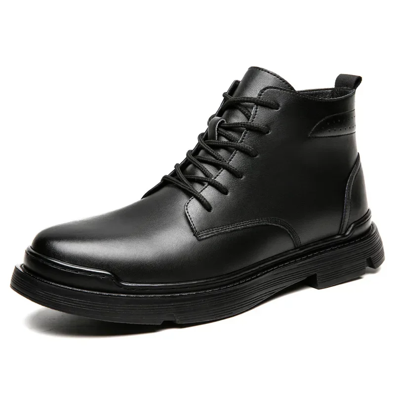 Taktyczne botki męskie Outdoor skórzane zimowe futrzane ciepłe buty męskie Us buty myśliwskie dla mężczyzn buty Casual Blackt65 — zdjęcie 6
