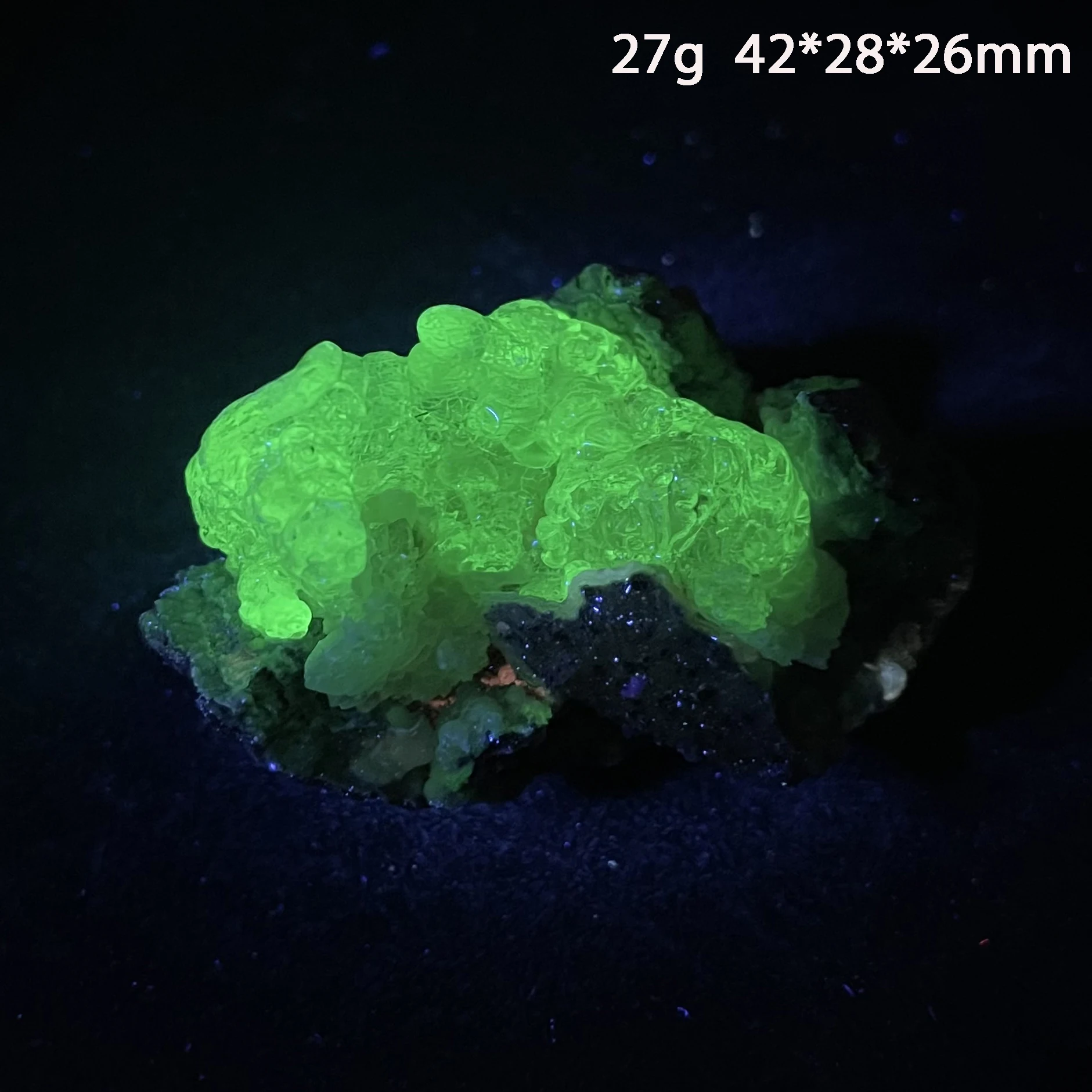 Natural Raw Quartz Hyalite Crystal Stone Fluorescence Effect Mineral Specimen Rock Home Decoration Gift, Healing