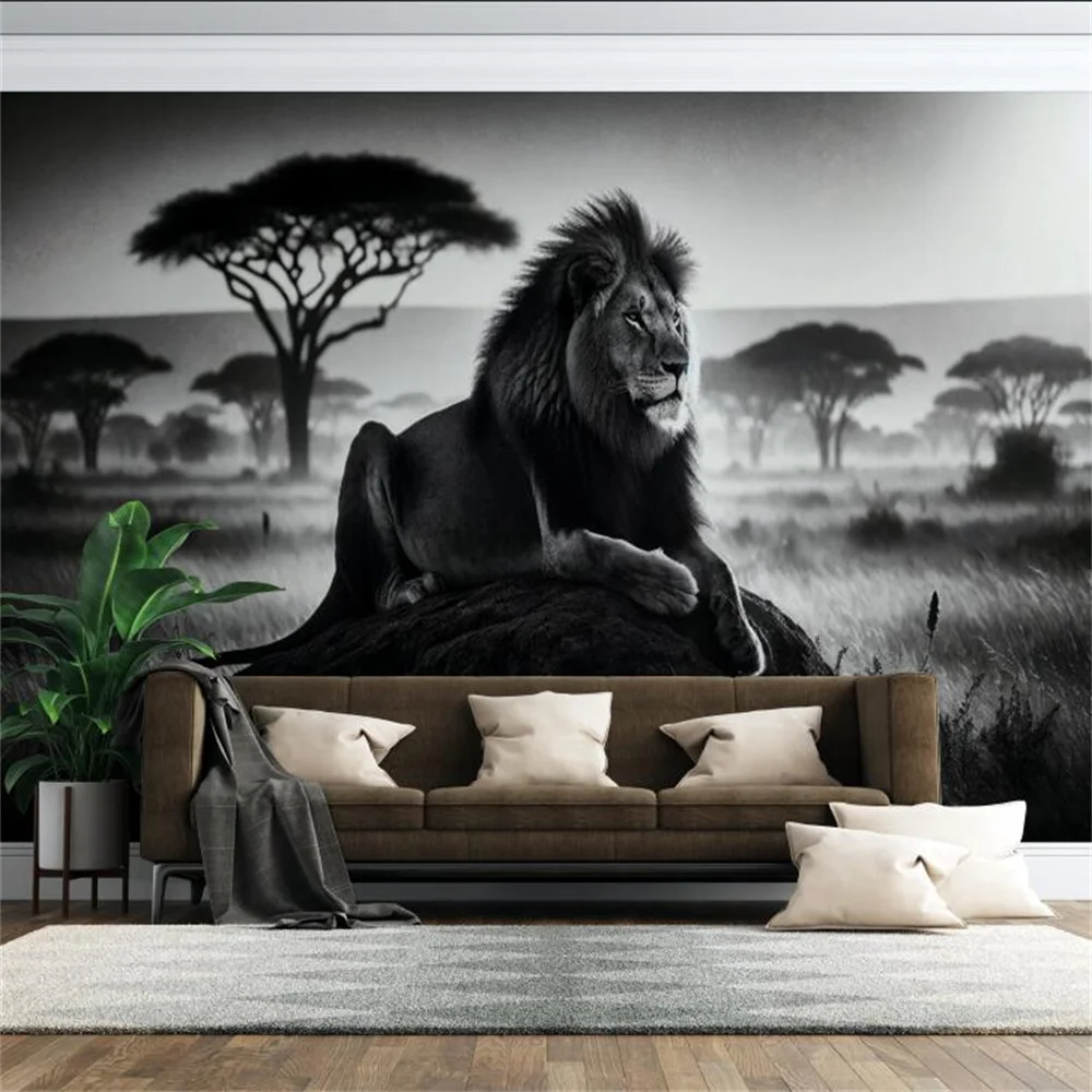 Milofi Wall Size Customization 3D Printing Vinyl Living Room Bedroom Smart Lion Tiger Wallpaper Mural Background Image