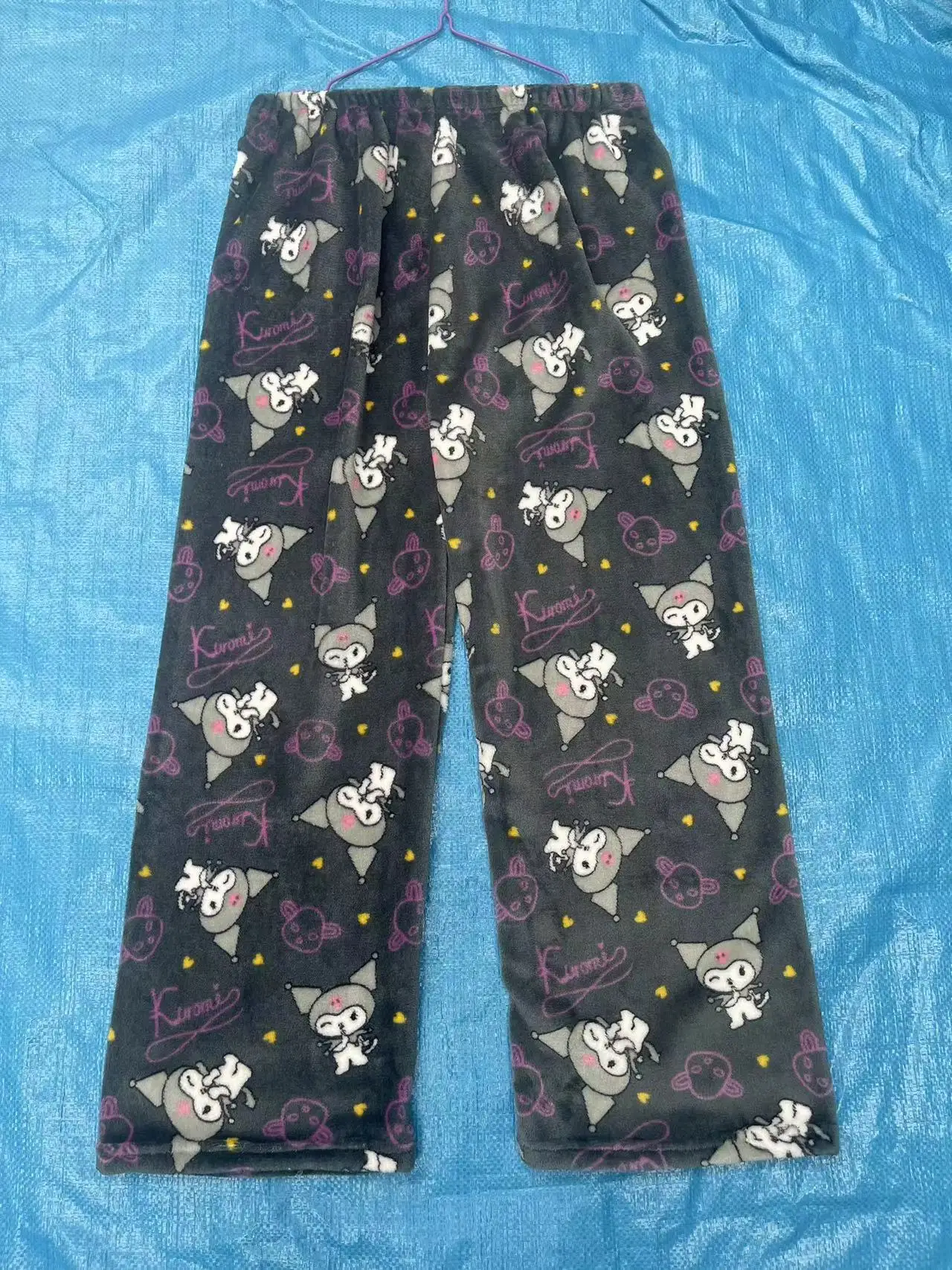 Sanrio ahoj kočička pajama kalhot kreslený domácí ležérní kalhot autumn/winter teplý anime roztomilá plus rouno kuromi flanel kalhot dárky