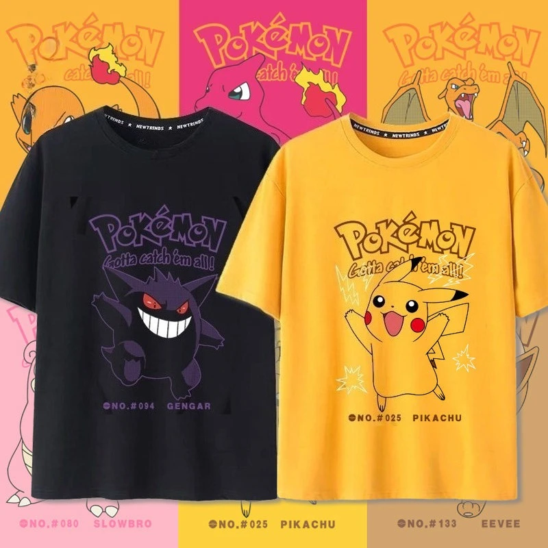 

Футболка с принтом Pokémon Gengar, 100% хлопок, мужская, летняя мода 2026, оверсайз, уличный стиль, повседневная, Y2K, топы, уличная одежда