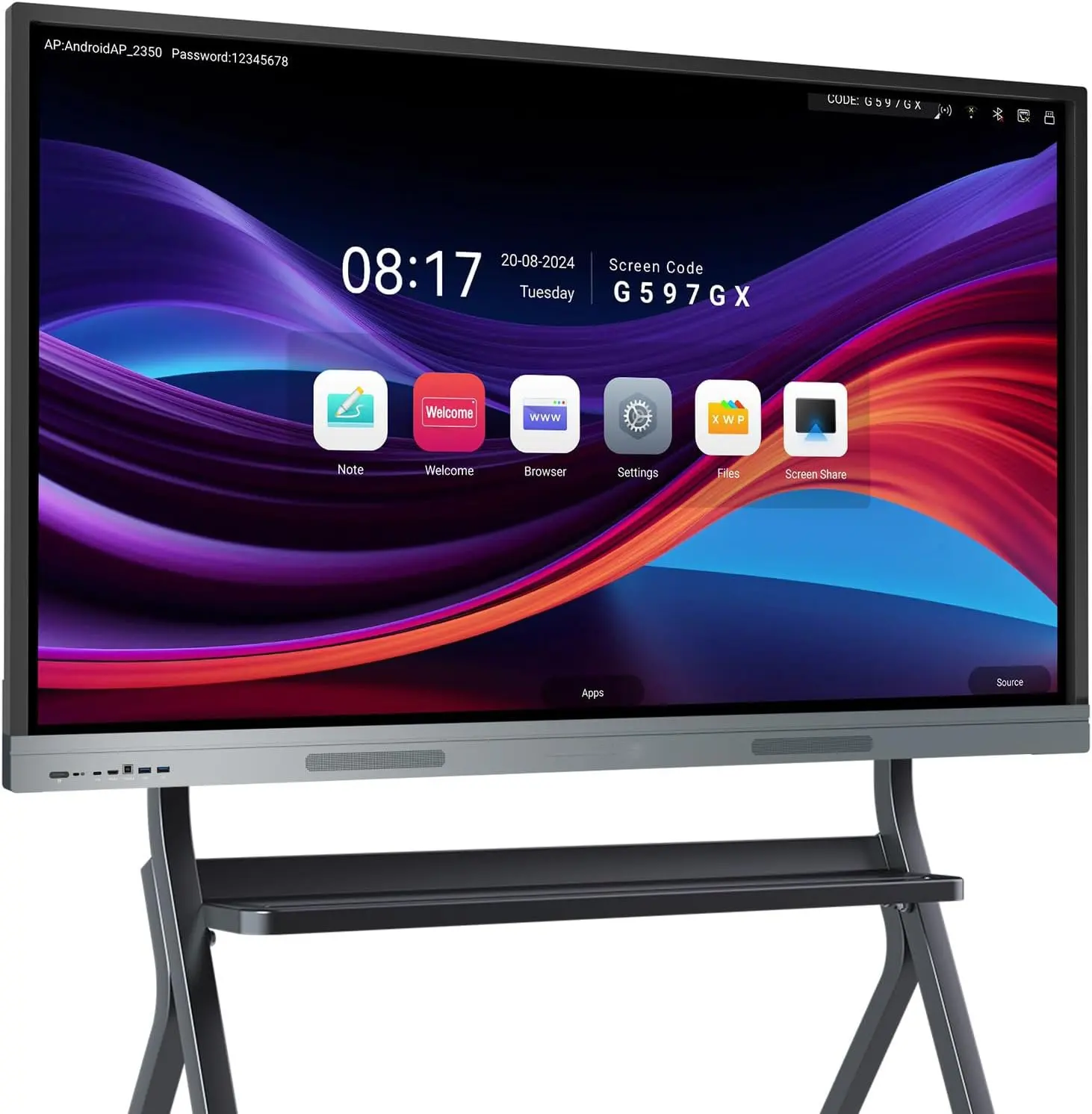 65 Inch 4K Interactive Smart Board Ultra-HD 40-Touch Touchscreen Whiteboard Android Windows Dual OS Educational Tools for