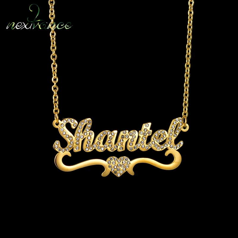 

Nextvance Classic Custom Name Necklace Stainless Steel Personalize Heart Stone Pendant Necklace For Women Wedding Jewelry Gift