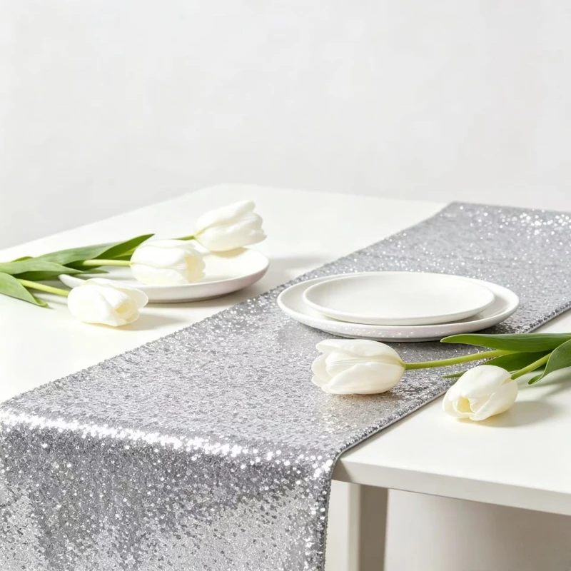 3mm Dense Anti-shed Sequin Table Runner Luxury Glitter Reusable Table Cover for Wedding Banquet Birthday Party Home Indoor Decor